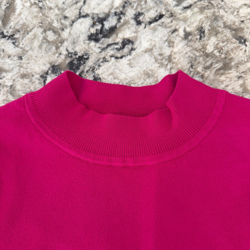 Babaton Aritzia Astrid Sculpt Knit Mock Neck Long Sleeve Granita Pink SZ Medium - Picture 2 of 7
